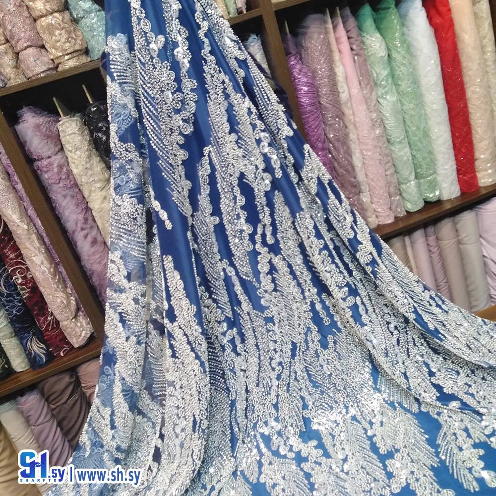 قماش تول مطرز نقش هندسي 3 (أقمشة روز)