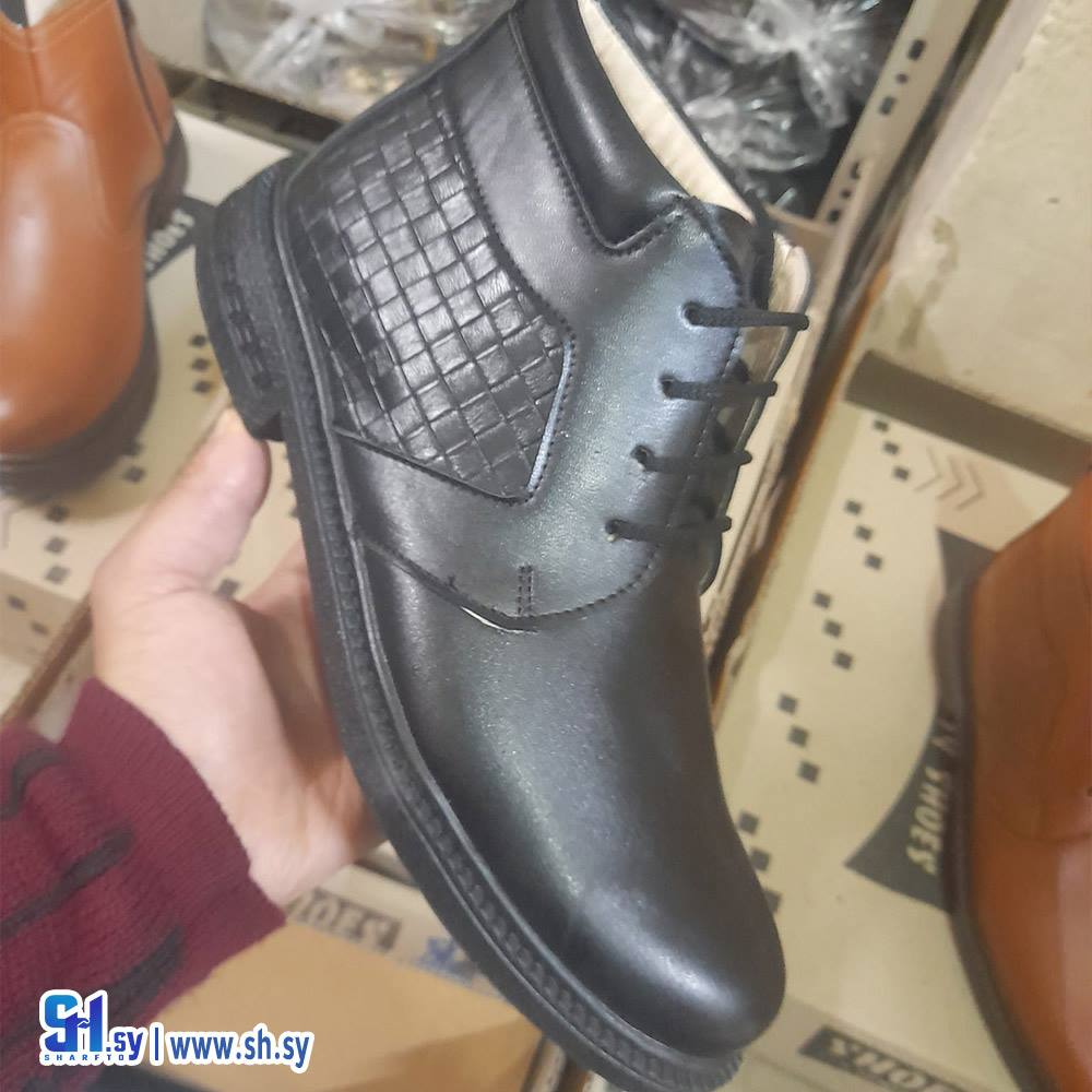 بوط رجالي سحاب و رباط بطانة حور جلد طبيعي نعل نفاش طري 1 (أحذية قبلاوي)