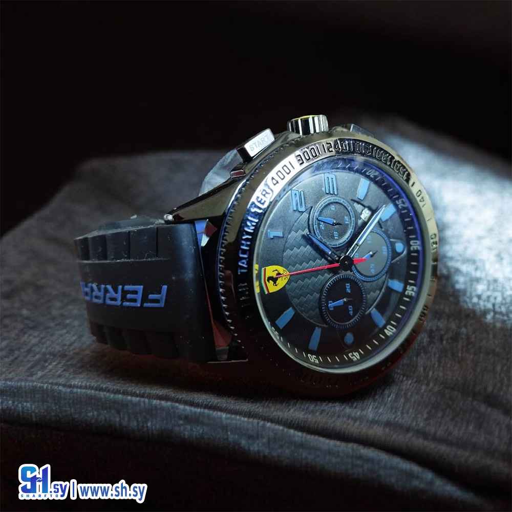 ساعة رجالية فيراري كرونوغراف باللون الأزرق البحري (شركة كلاكسي)