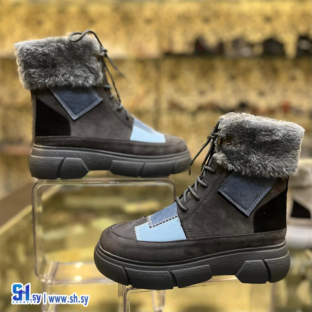 بوط جزمة  نسائية فرو نعل نفاش طري  (STAR Shoes)