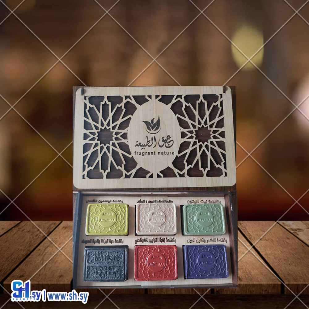 مجموعة الصابون الخشبية 6 قطع (عبق الطبيعة)