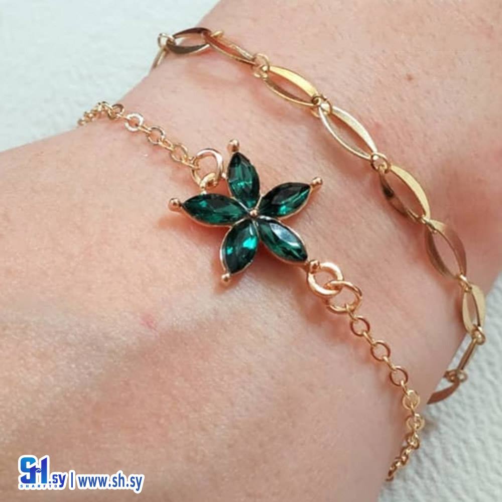 اسوارة ذهبي باللون الأخضر الملكي (Nostalgie Accessories)