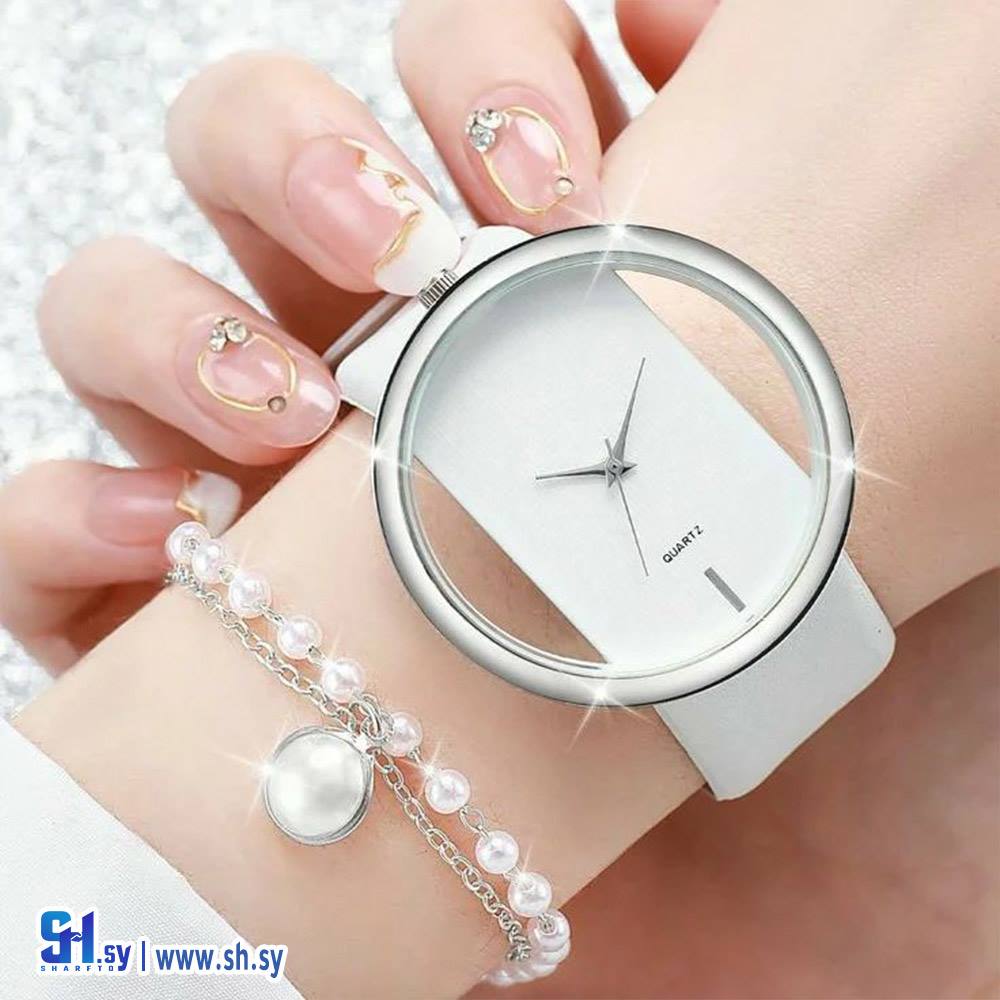 ساعة نسائية Top Leather Quartz Watch مع إسوارة (lolo botique)