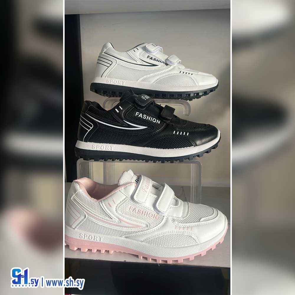 حذاء رياضي قماش موديل تلزيق (أحذيو وايت بلاك)