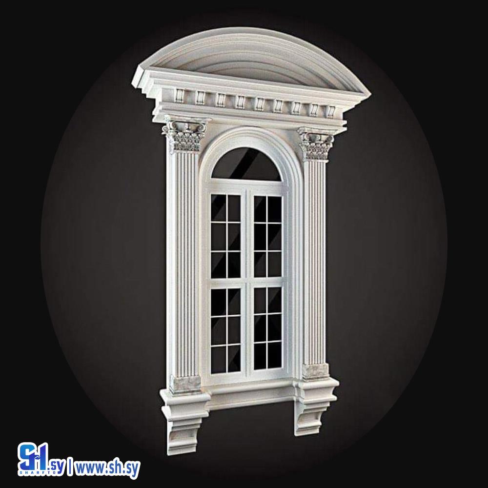 نافذة حجر نحت كرانيش زخرفة 1 (معمل النبك)