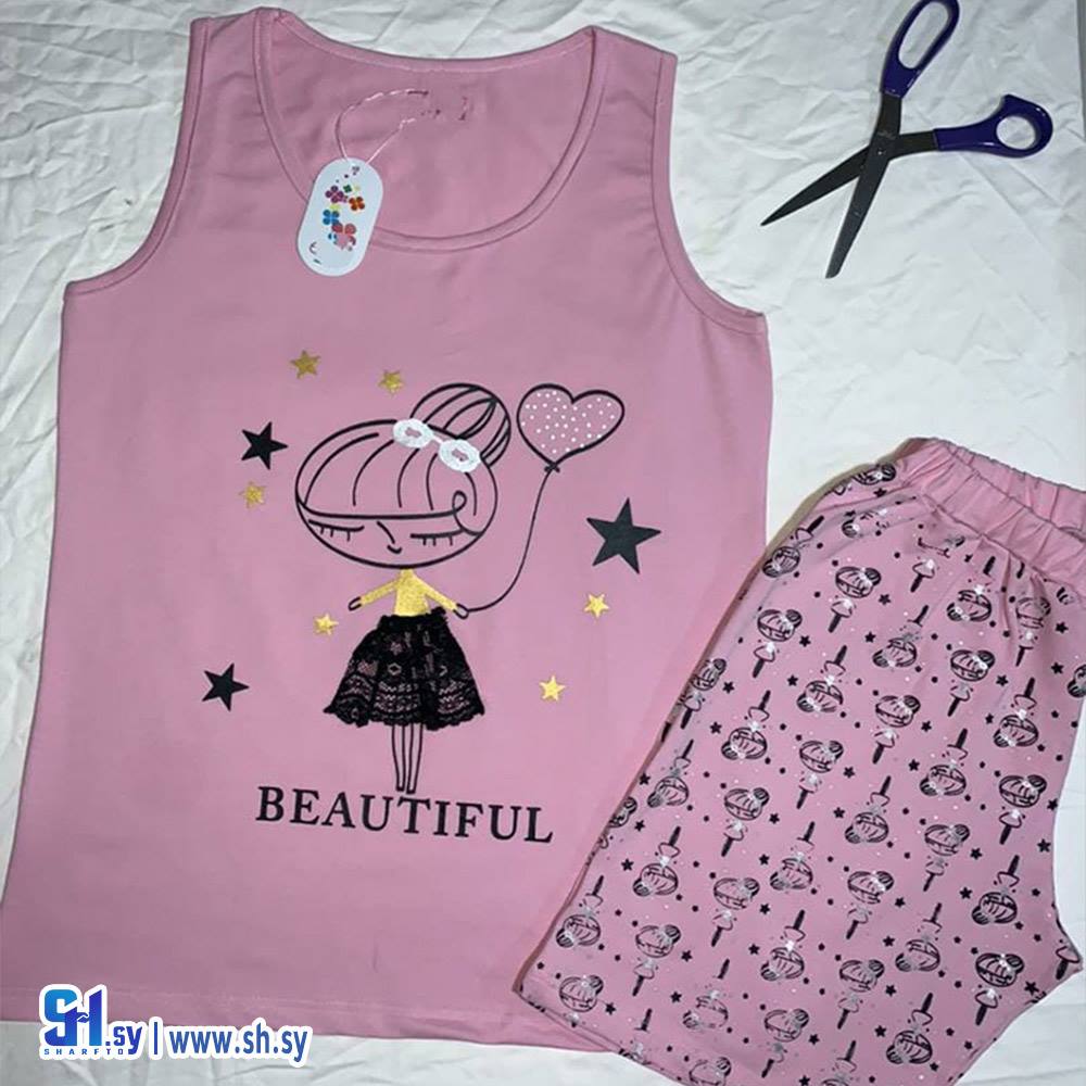 بيجامة نسائي قطن قطعتين (لانجري بيستاج)