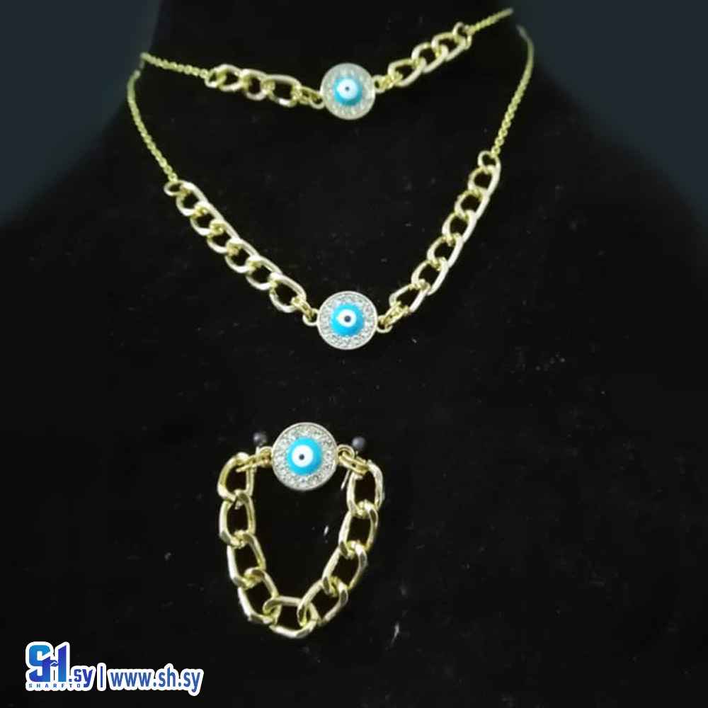 طقم اكسسورات خرزة العين الزرقاء (اسمهان)