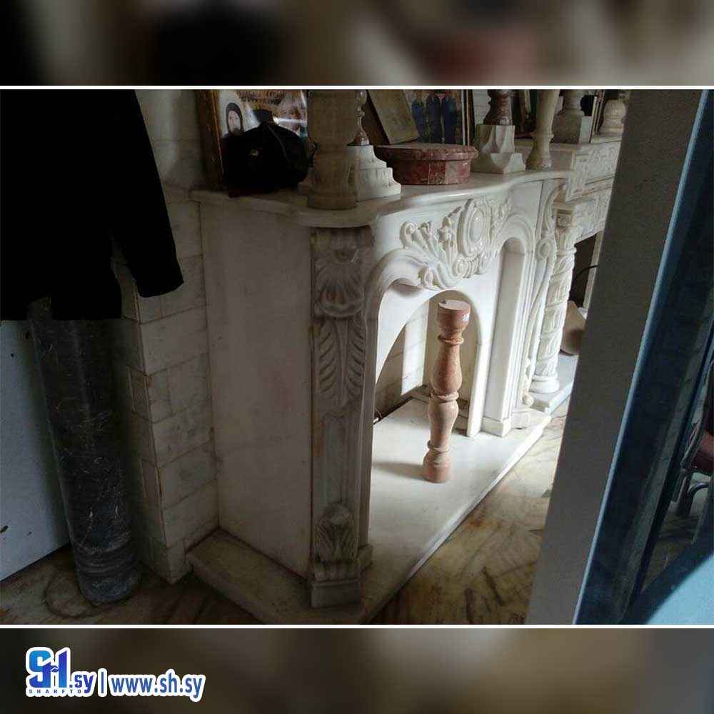 مدفأة حجر محفورة زخرفة  (معامل سويد للرخام والغرانيت و السيراميك)