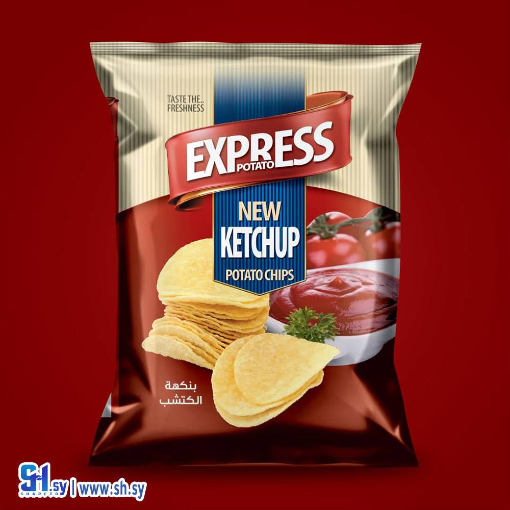 شيبس اكسبريس بوتيتو بنكهة الكتشب (Express Chips)