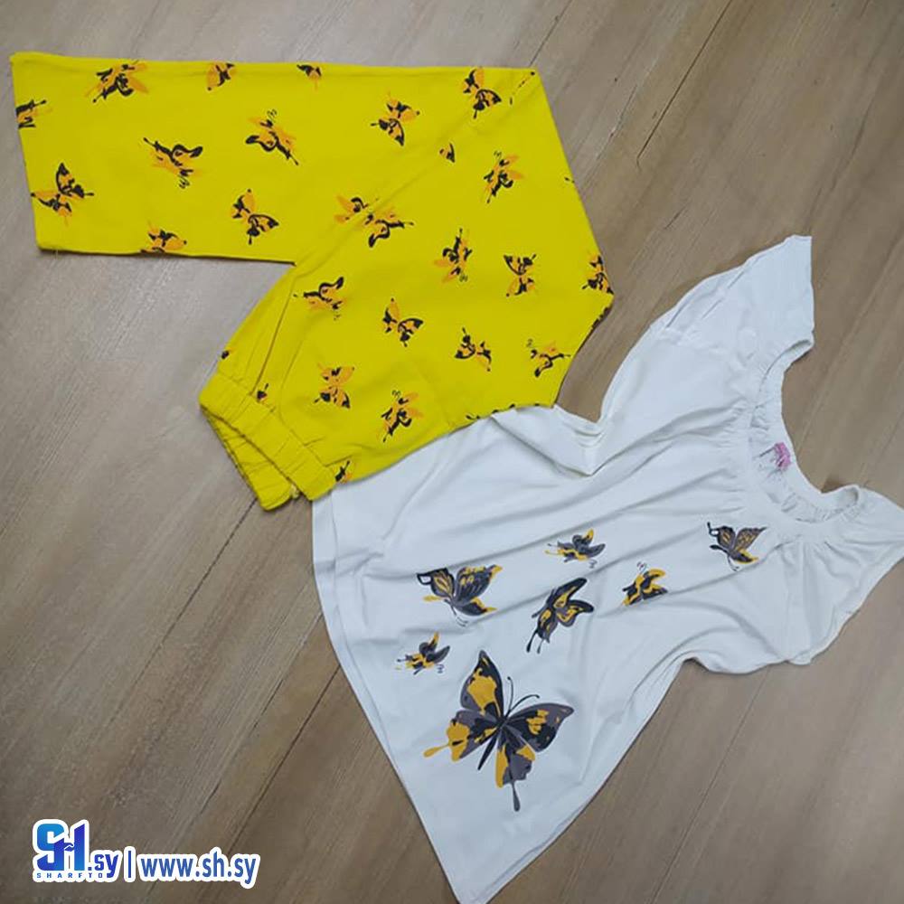 بيجامة نسائي قطن موديل فراشات (لانجري بيستاج)