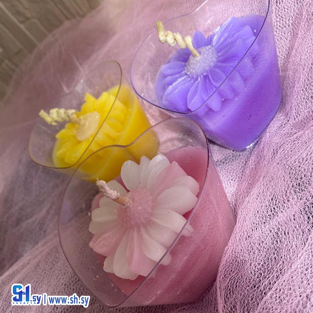 كاسة شمع مع وردة (Sweety candles)