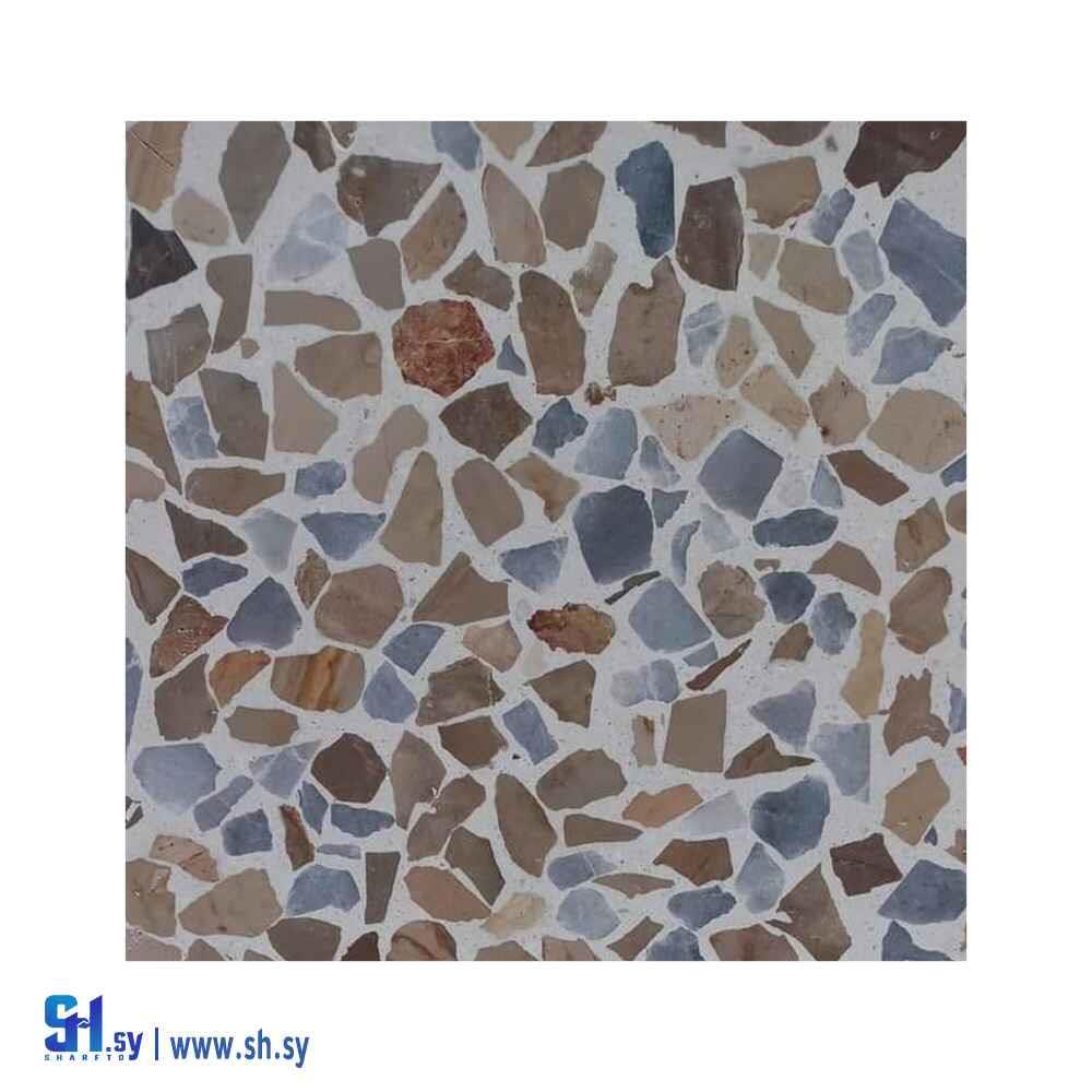 بلاط برزاوي مع رشة رخام بحصة خشنة  (محمود خضور مصري)