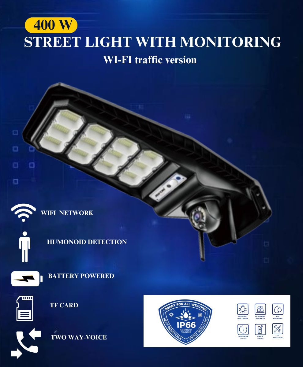 كشاف طاقة شمسية إنارة الشوارع لوح مدمج مع كاميرا مراقبة (العالمية للإنارة)