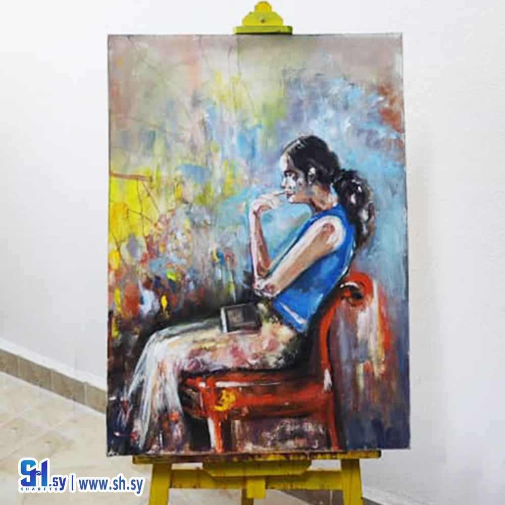 لوحة تأمل اكراليك على قماش  (نجوى الشريف)