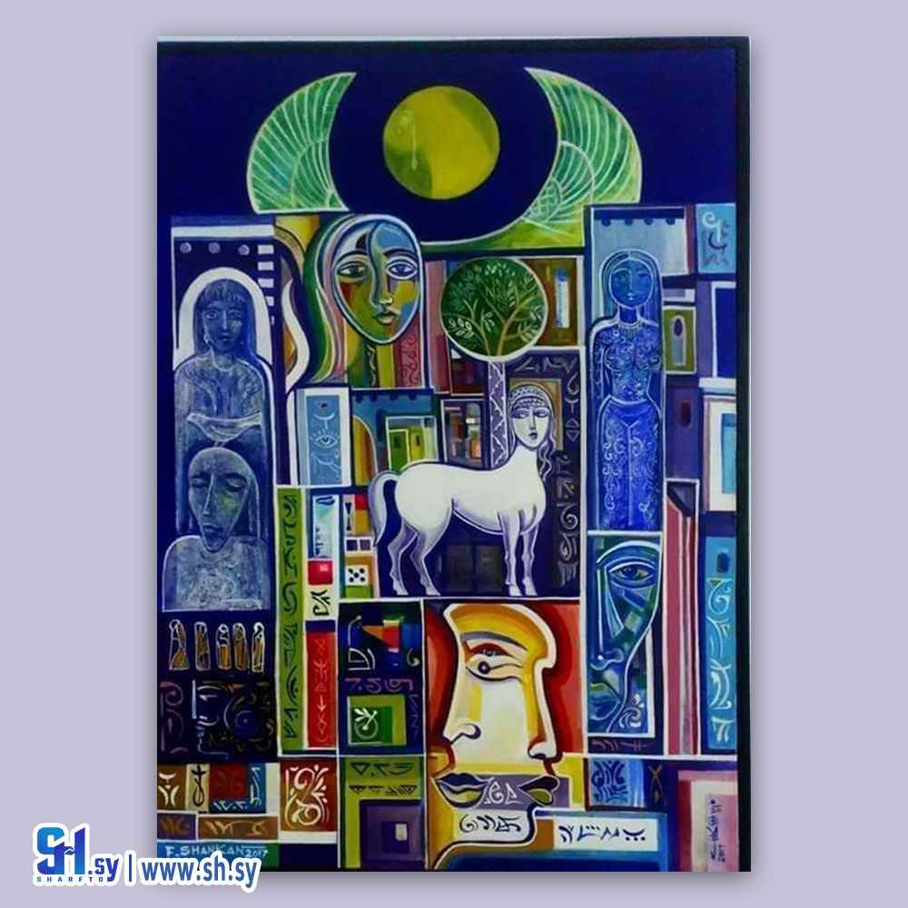 رسمة اكرليك على قماش بعنوان الصمت الأزرق 4 (AlFredo Shankan)