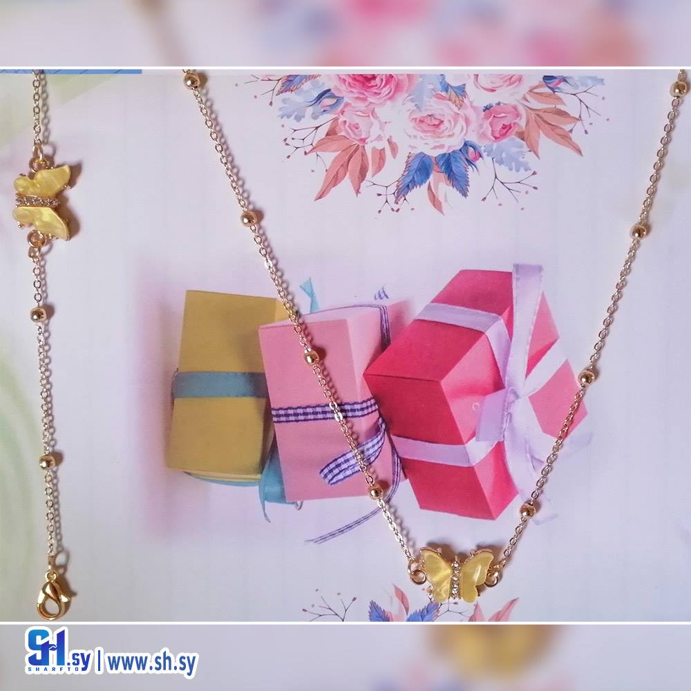 قلادة الفراشة لون ثابت مطلي (Nour Accessories)