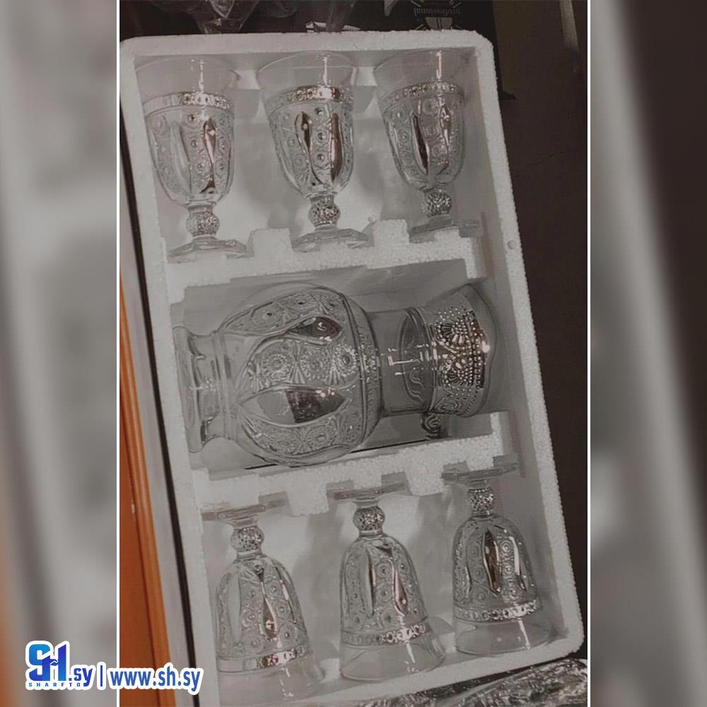 طقم كاسات زجاجية و ابريق (عصرونية المجد)