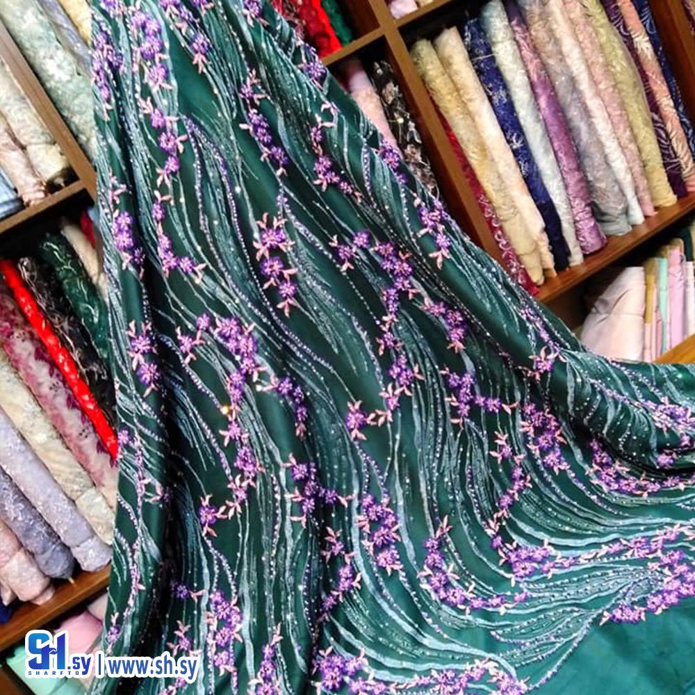 قماش تول مطرز ورد نافر 2 (أقمشة روز )