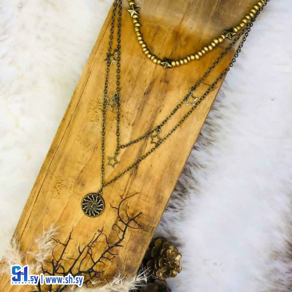 قلادة 3 طبقات موديل الشمس (LUJI Crafts)