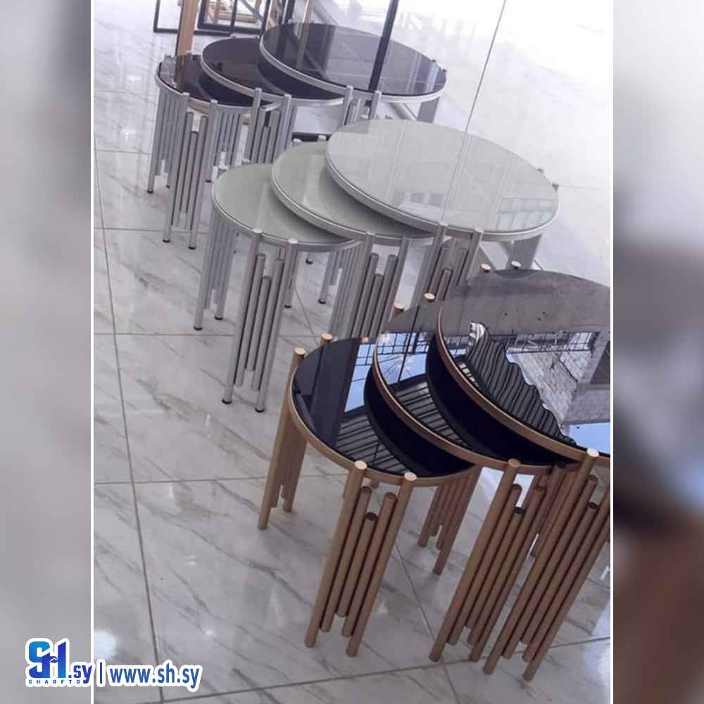 طاولات كروم مع ترس بللور  (مفروشات عابدين)