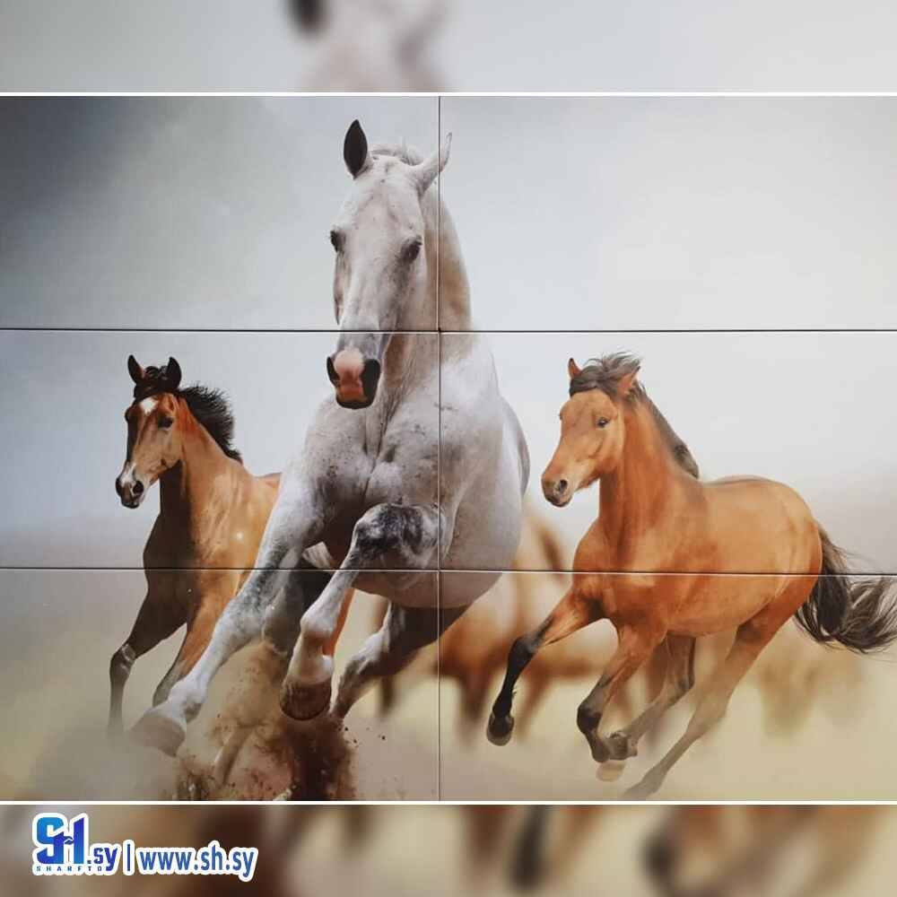 سيراميك لوحة رسمة أحصنة (معرض البغدادي)