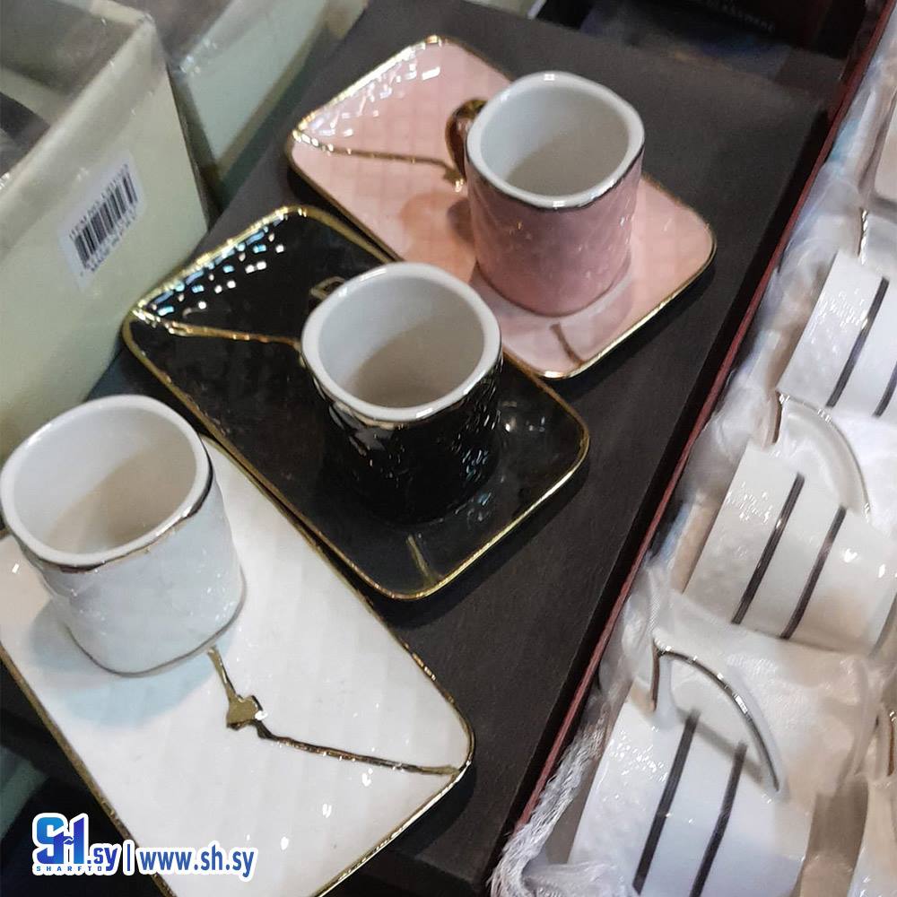 طقم فناجين قهوة صحن ظرف رسائل (طعمة للتجارة)
