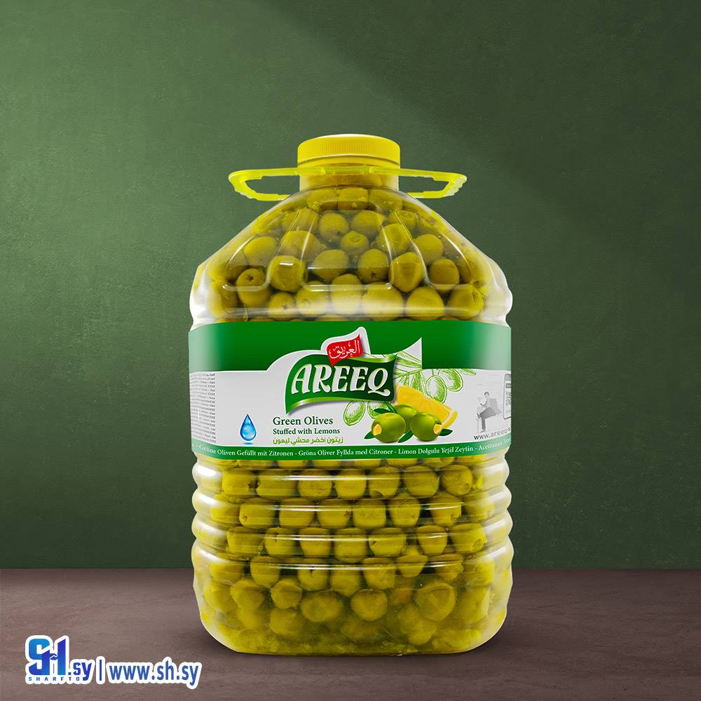 زيتون أخضر محشي ليمون 5كغ غالون بلاستيك (العريق)