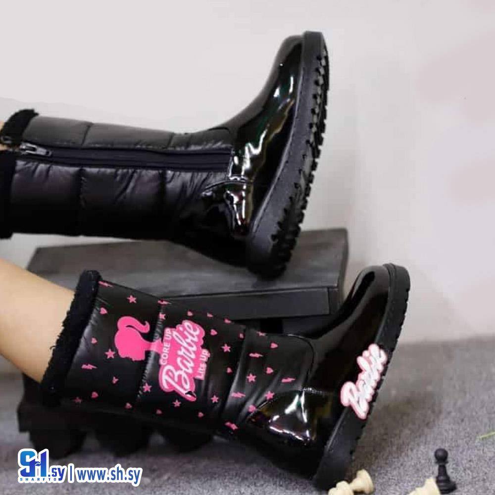 بوط جزمة بناتي مبطن فرو نعل بروتان (أحذية العماد)