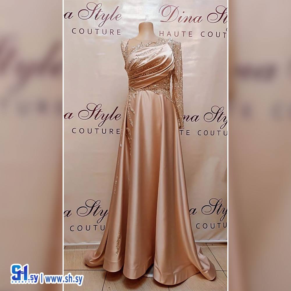 فستان ساتان بكم مشكوك (Dina Style)