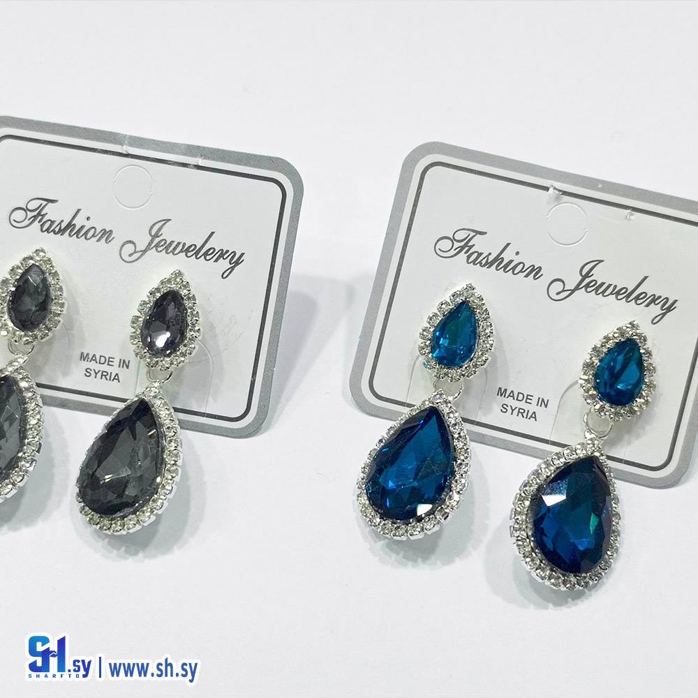 حلق سهرة كريستال دهبي فضي  (White)