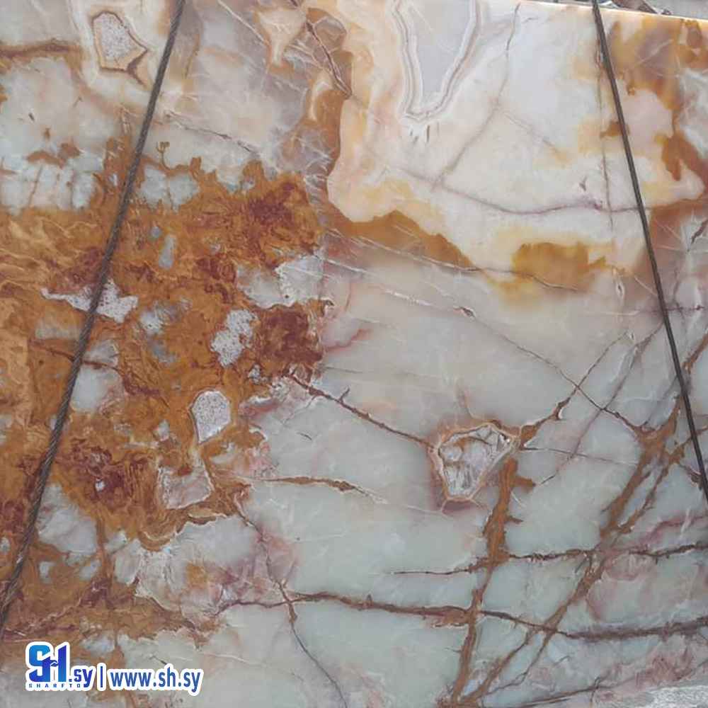 رخام الشبكة العنكبوتية بني فاتح و أصفر منقوش (marble .w.g)