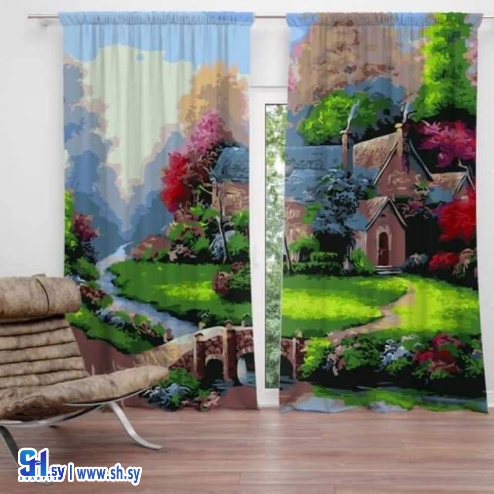 ستارة عصرية 3D طبيعة 1 (ستائر الصقر)