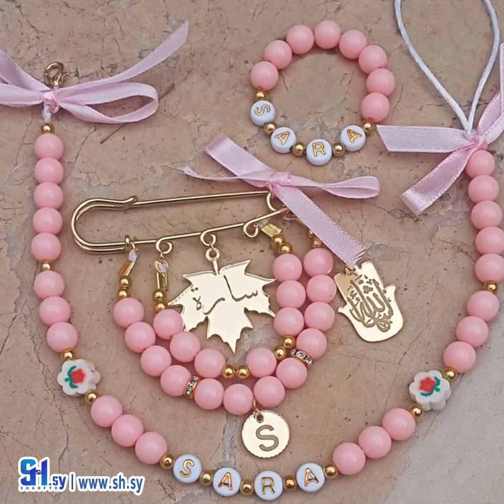 طقم اكسسوارات للبيبي هاند ميد بناتي (سين)