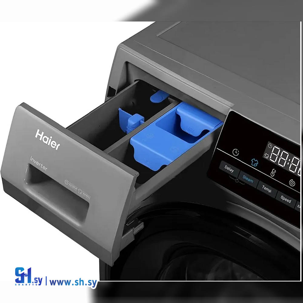 غسالة أتوماتيك اللون فضي غامق محرك Direct Motion صامت db 67 انفيرتر 1400 دورة بالدقيقة 8 KG (هاير)