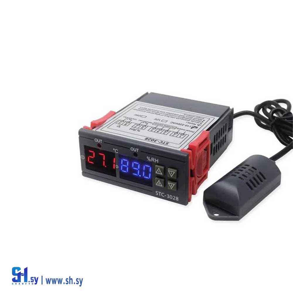دارة تحكم بالحرارة والرطوبة  12V STC-3028 (قطرنجي للالكترونيات)