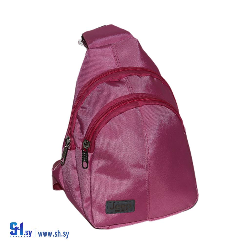 حقيبة صدر بناتي سحابين مبطنة بالكامل لون زهر (أكرم)