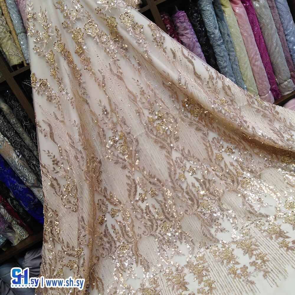 قماش تول مطرز تابلويات  مشكوك يدوي (أقمشة روز)