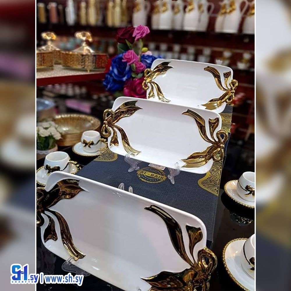طقم فناجين مع صينية موديل العقدة (بيتنا للأدوات المنزلية)