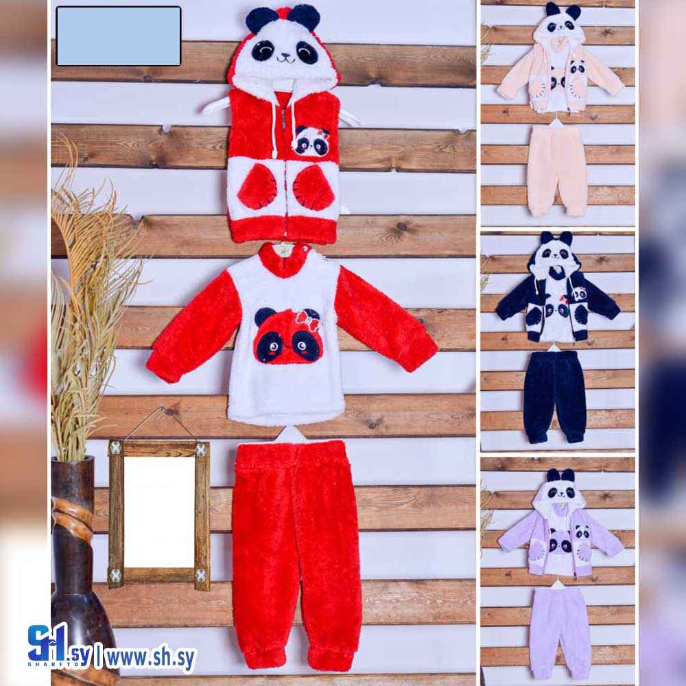 بيجامة 3 قطع مخمل موديل 190 (بي بي M H)