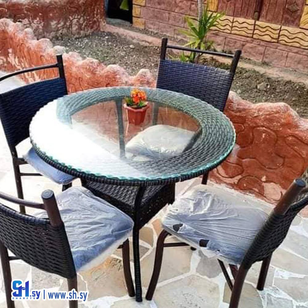 طاولة طعام رتان دائرية (معرض أبو أسامة)