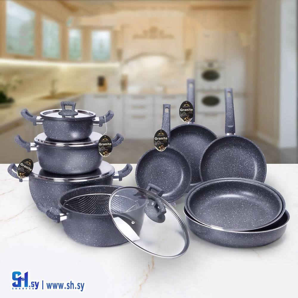 طقم طناجر غرانيت 15 (المركز التجاري الصيني)
