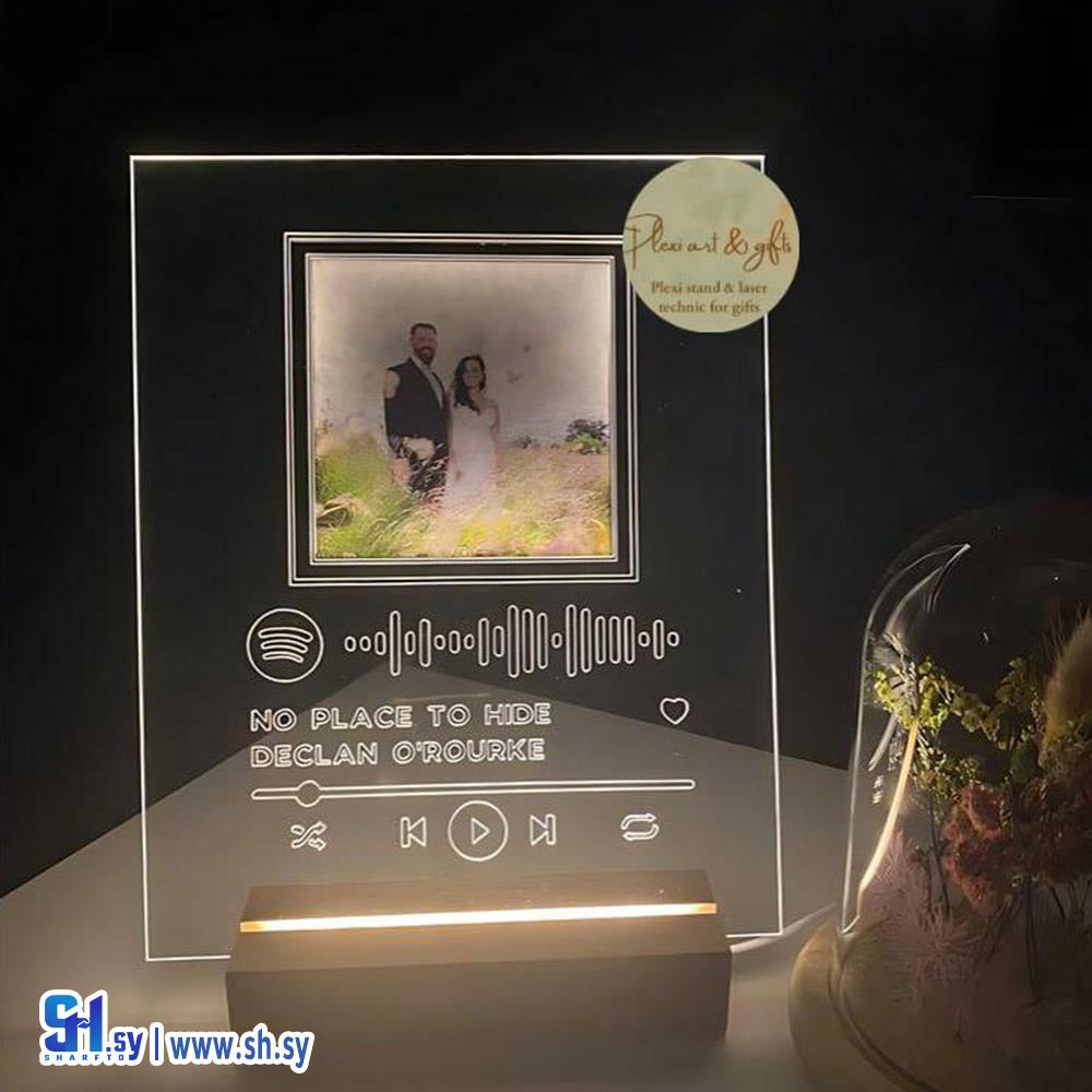 لمبدير بليكسي مضيئة مع قاعدة خشب 1 (Plexi Art gifts)