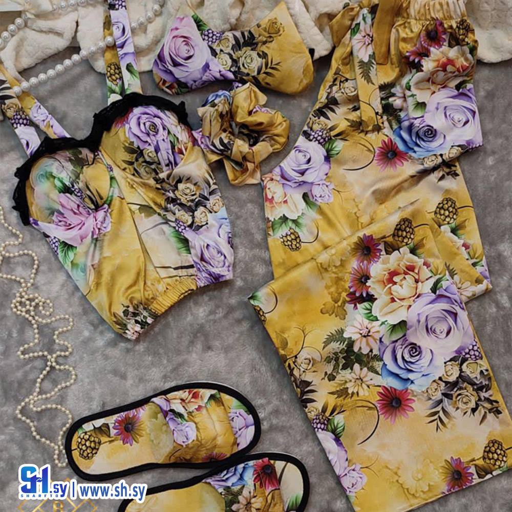 بيجامة نسائي ساتان 5 قطع (Lolea fashion)
