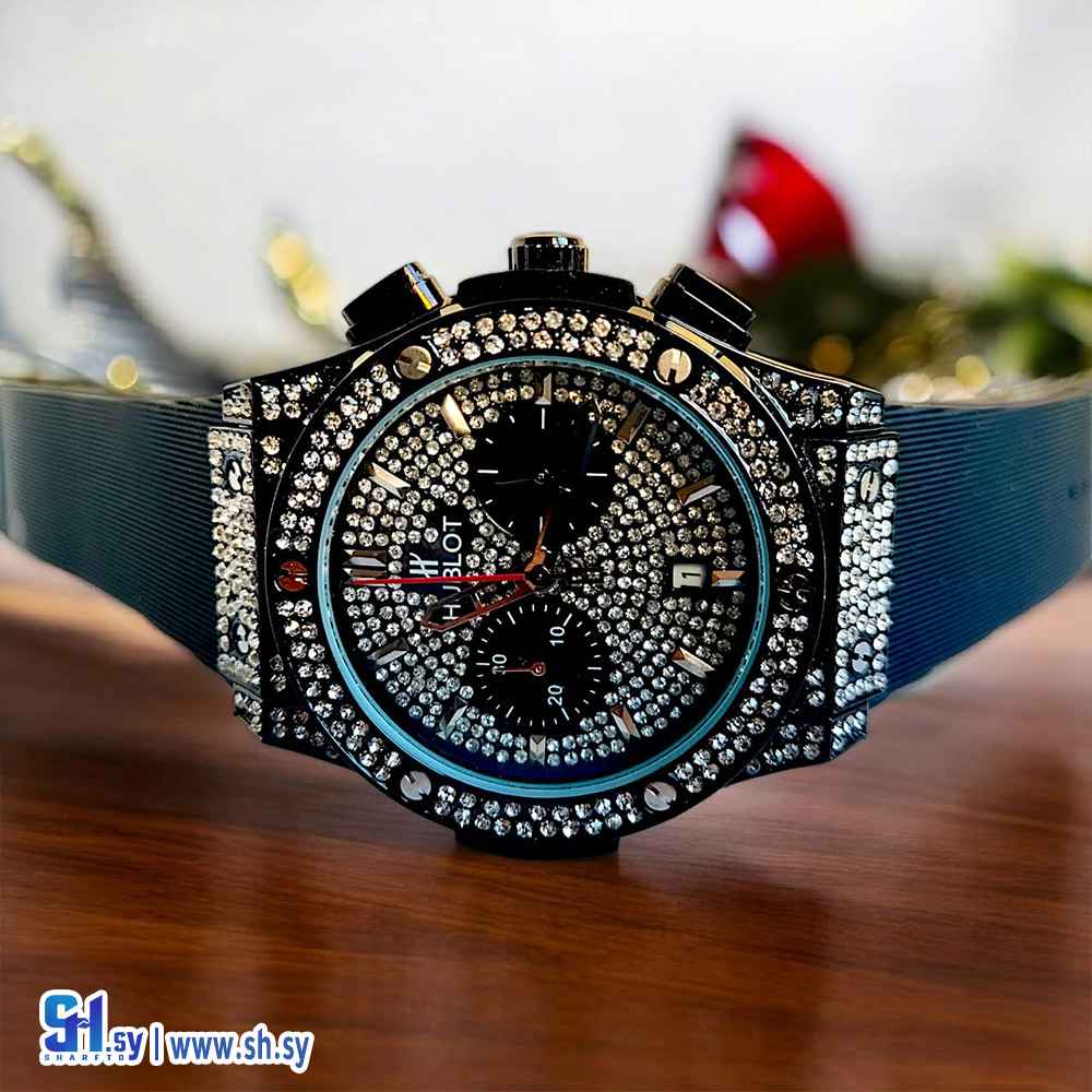 ساعة نسائية سوداء مع الماس كرونوغراف (شركة كلاكسي)