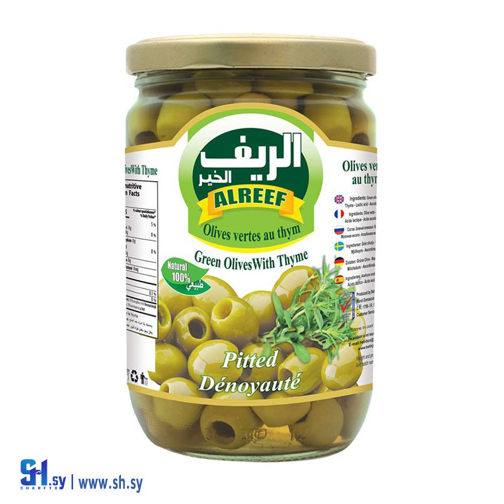 زيتون أخضر مع زعتر الريف (Betinjaneh)