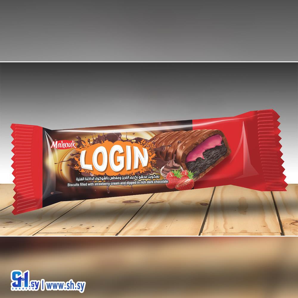 بسكويت لجين محشو بكريم الفريز ومغطس بالشوكولا الداكنة الغنية (البرادعي)