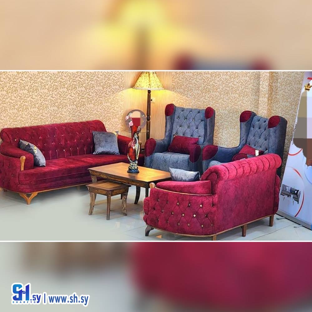 طقم غرفة ضيافة سبور بلون عصري (مفروشات وردي)