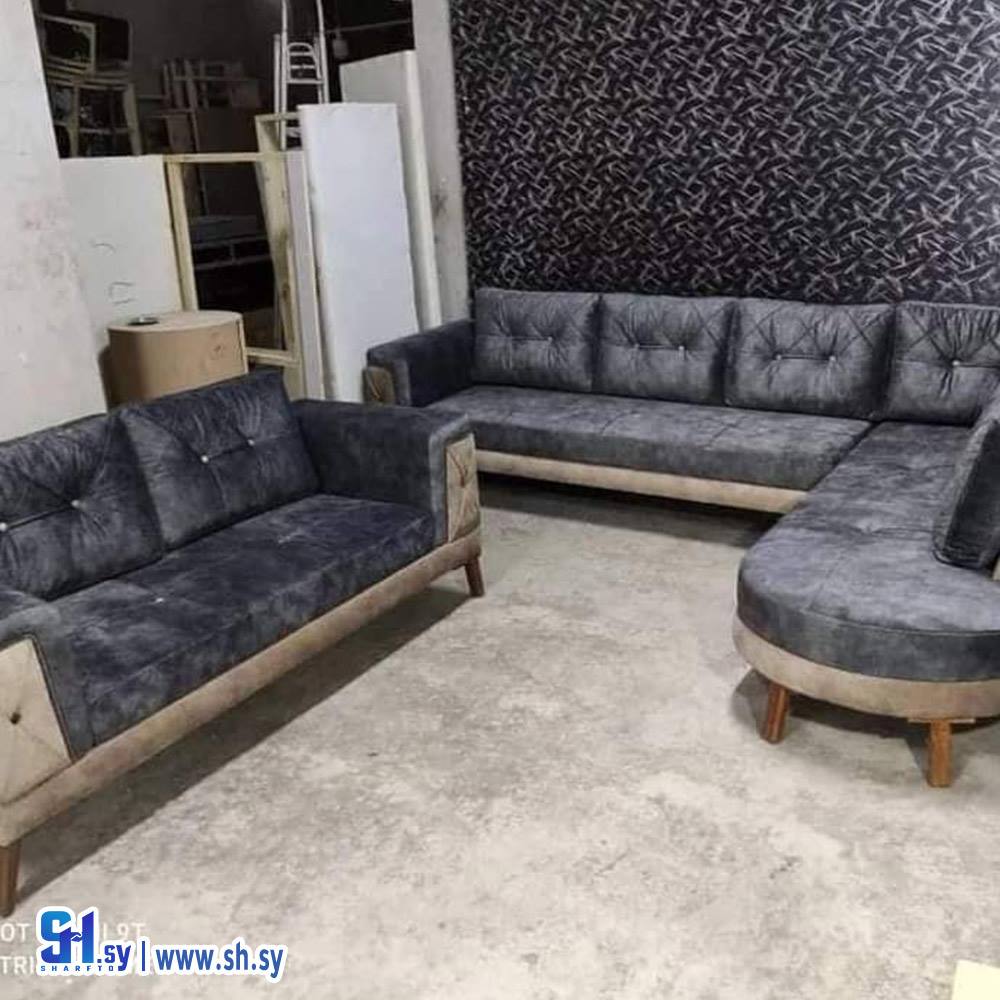 غرفة ضيافة لف شامواه فضي (مفروشات الشام الجديدة)