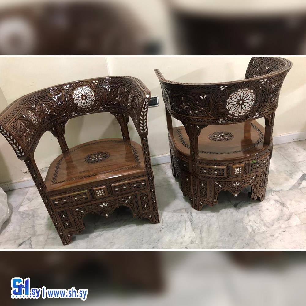 كراسي من الخشب الجوز الطبيعي 8 (عصام الحلبي)