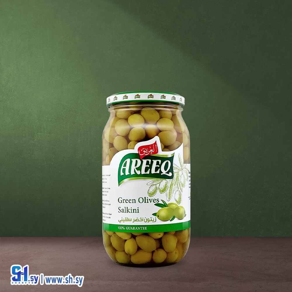 زيتون أخضر سلقيني 700غ  عبوة زجاج (العريق)